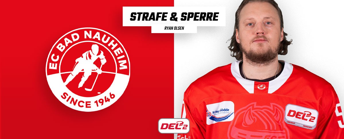 Ryan Olsen vom EC Bad Nauheim für vier Spiele gesperrt